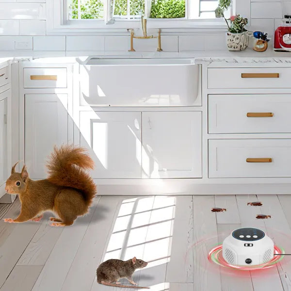 360° Ultrasonic Rodent Repeller – 3-Mode Indoor Pest Control with Strobe Lights, Black or White
