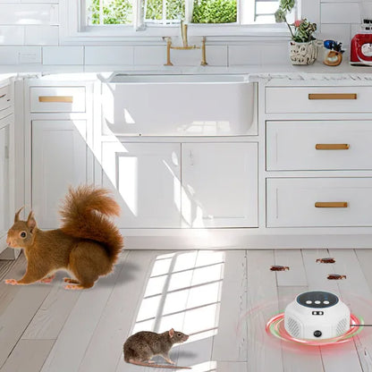 360° Ultrasonic Rodent Repeller – 3-Mode Indoor Pest Control with Strobe Lights, Black or White