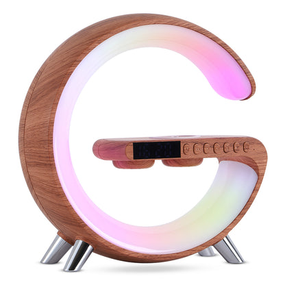 G-Shaped LED Lamp with 15W Wireless Charger & Bluetooth Speaker – Dimmable Mood Light, US Plug