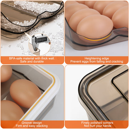 Auto-Rolling Egg Organizer Tray – Double-Layer 36-Egg Refrigerator Storage Box