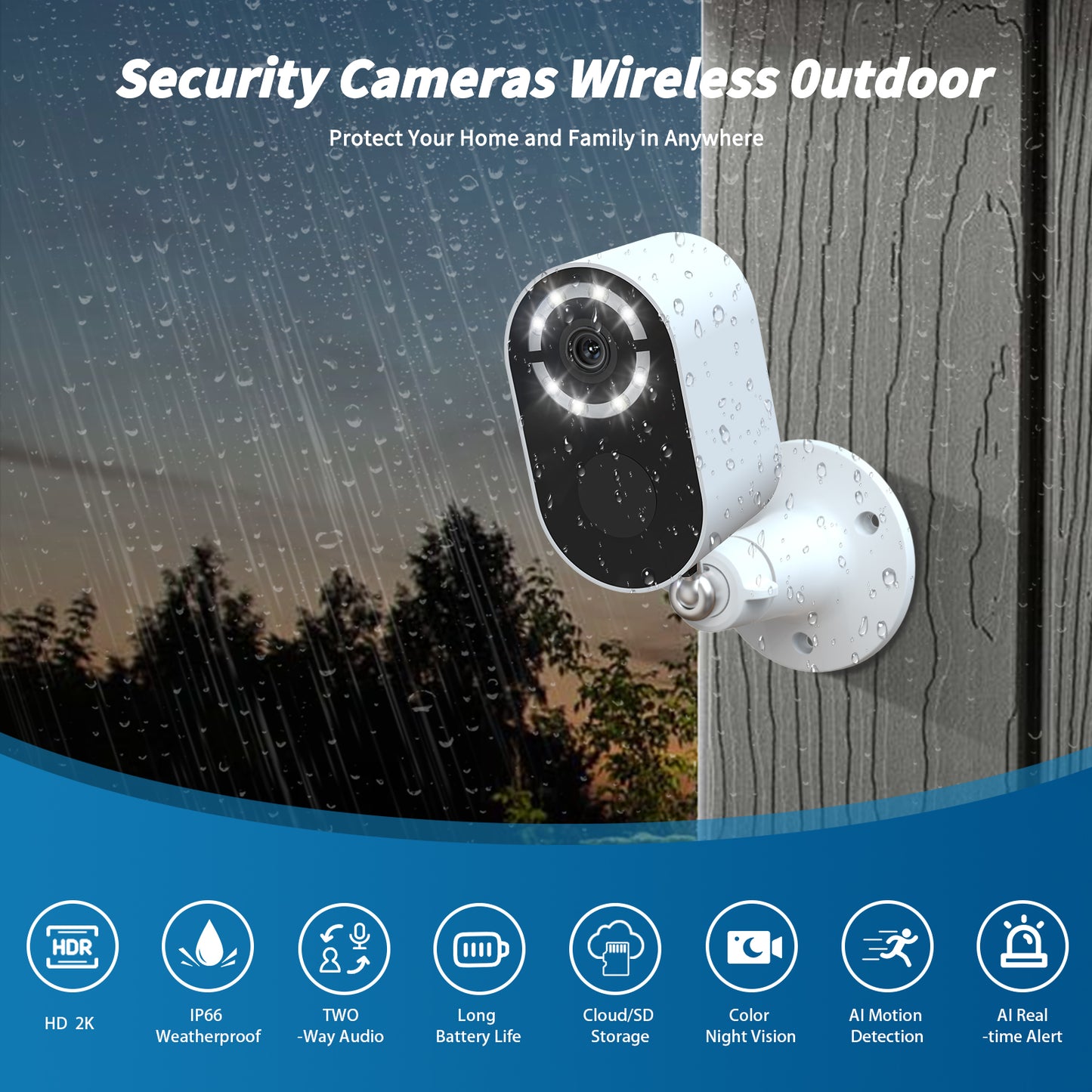 Wireless Outdoor Solar-Powered Security Camera
