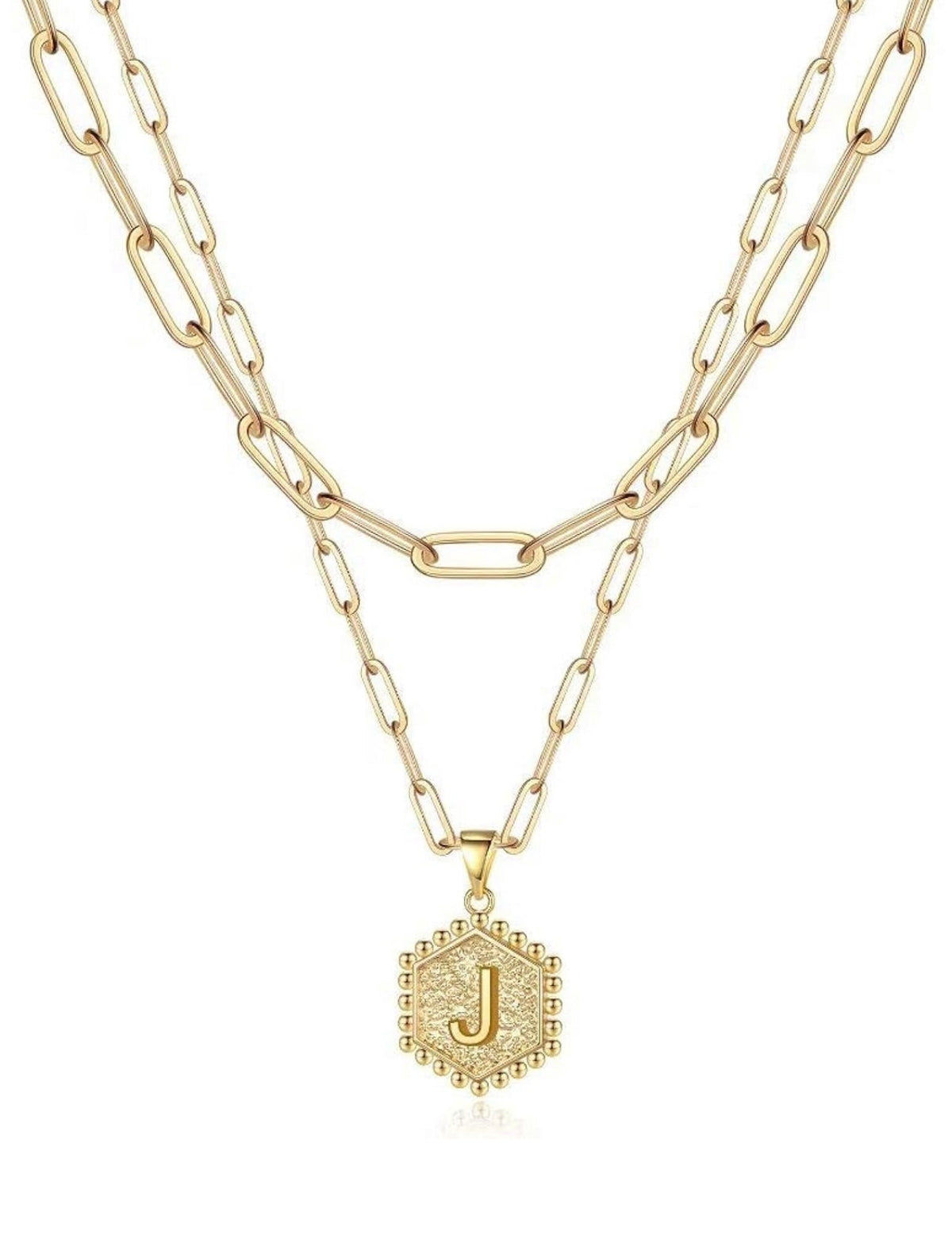 Gold Layered Initial Necklace – Elegant A–Z Letter Pendant