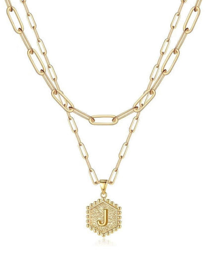 Gold Layered Initial Necklace – Elegant A–Z Letter Pendant