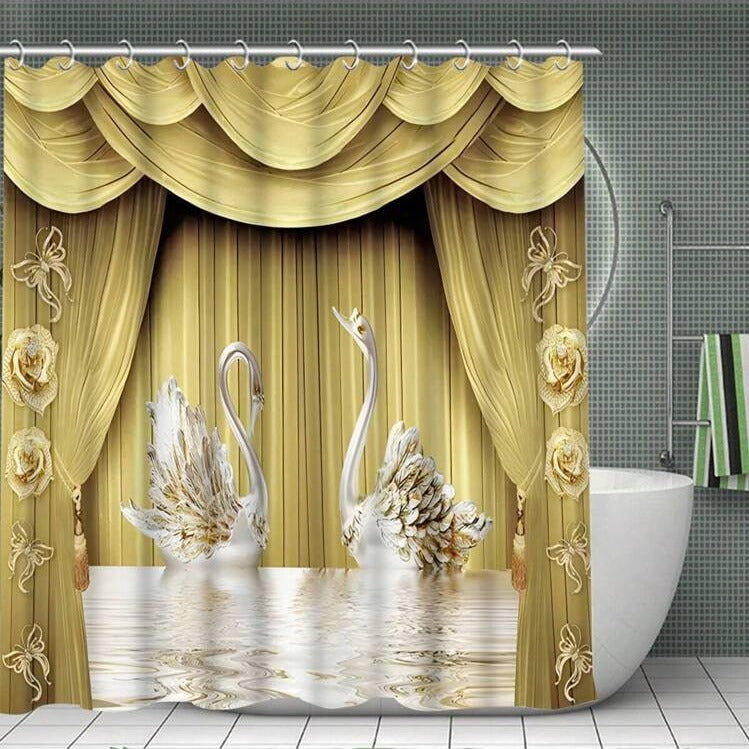 Waterproof Swan Shower Curtain