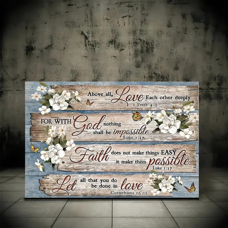 1 Piece Wood Frame Canvas Painting Christian Bible Verses