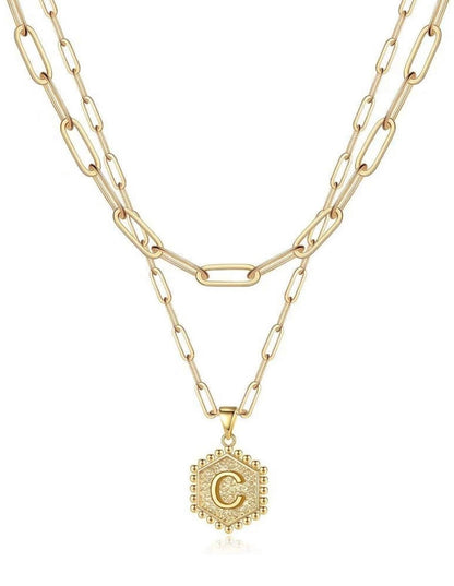 Gold Layered Initial Necklace – Elegant A–Z Letter Pendant
