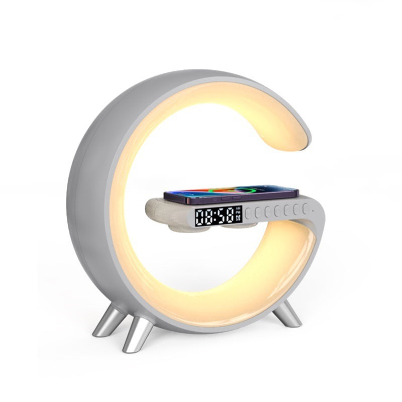 G-Shaped LED Lamp with 15W Wireless Charger & Bluetooth Speaker – Dimmable Mood Light, US Plug