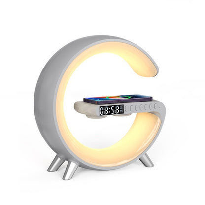 G-Shaped LED Lamp with 15W Wireless Charger & Bluetooth Speaker – Dimmable Mood Light, US Plug