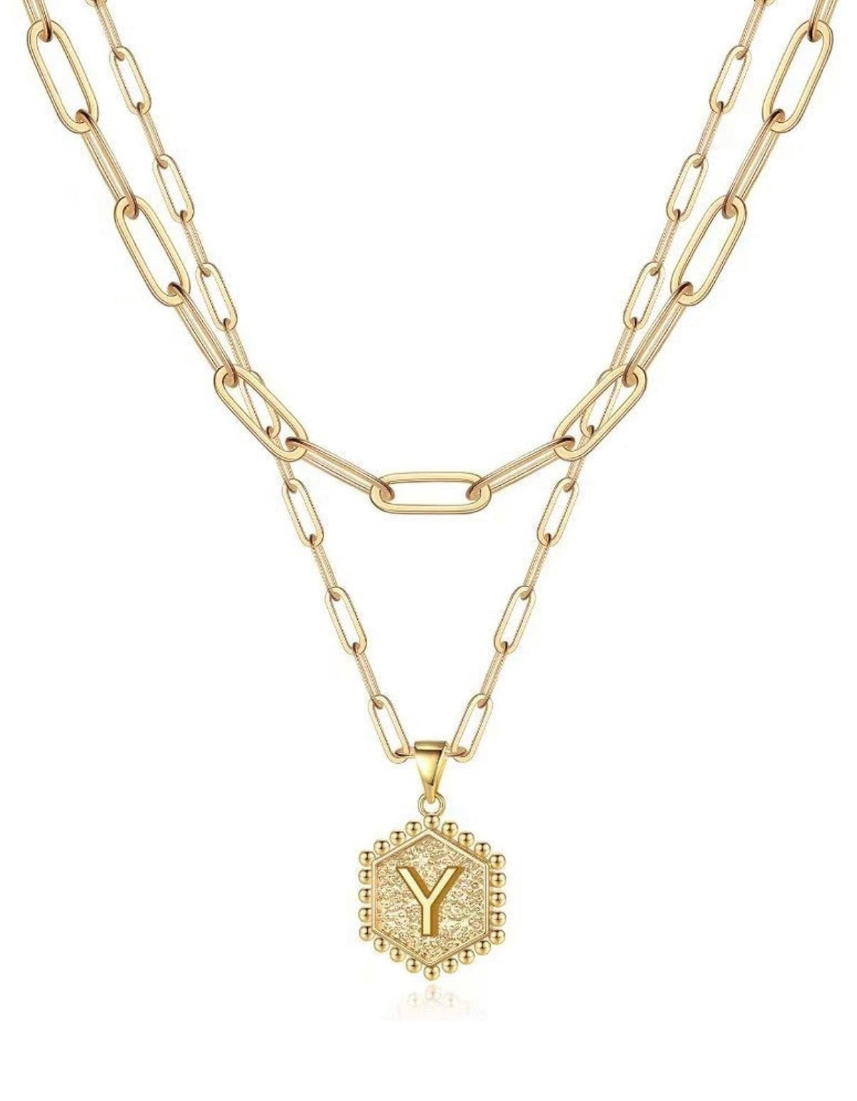 Gold Layered Initial Necklace – Elegant A–Z Letter Pendant