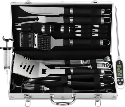 24PCS BBQ Grill Tools Set With Meat Thermometer And Injector
