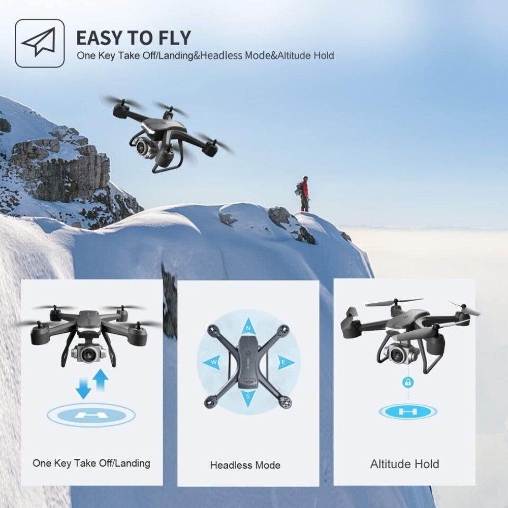 FPV RC Quadcopter Drone with HD Camera – WiFi App Control, Voice & Gesture Control, 30-Min Flight