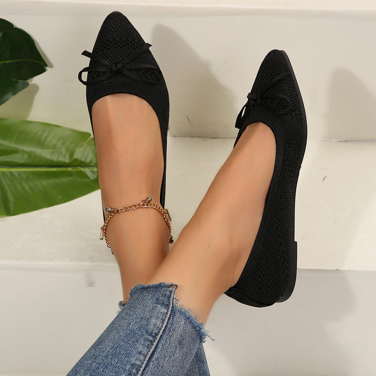 Women's Bow Knitted Loafers