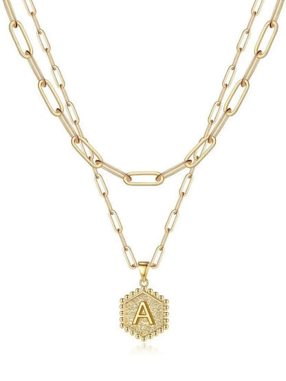 Gold Layered Initial Necklace – Elegant A–Z Letter Pendant
