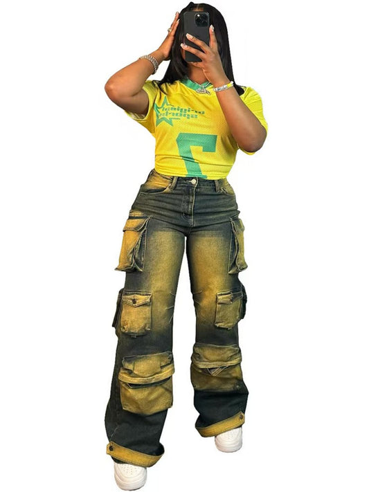 Women's Denim Jeans With Multiple Pockets
