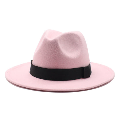 New Panama Flat Brim Fedora Hat Woolen Hat Men's And Women's Hats