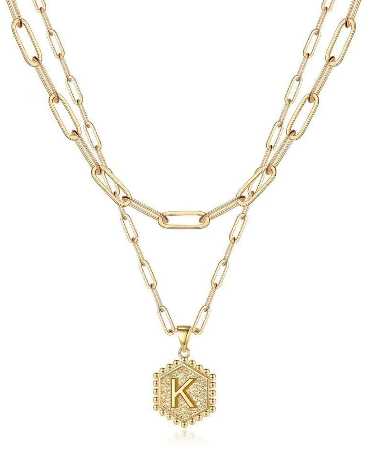 Gold Layered Initial Necklace – Elegant A–Z Letter Pendant