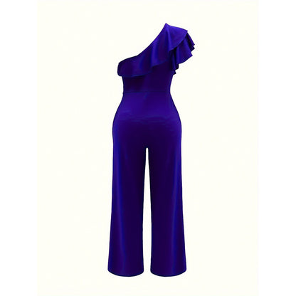Women Dressy Jumpsuits Sleeveless Ruffle One Shoulder Romper