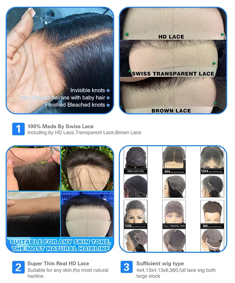 6x4 Density Virgin Human Hair Lace Front Wig