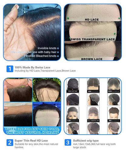 6x4 Density Virgin Human Hair Lace Front Wig