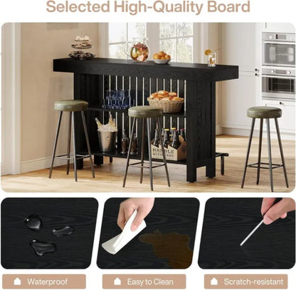 Home Wooden Bar Unit – Modern Freestanding Bar Cabinet