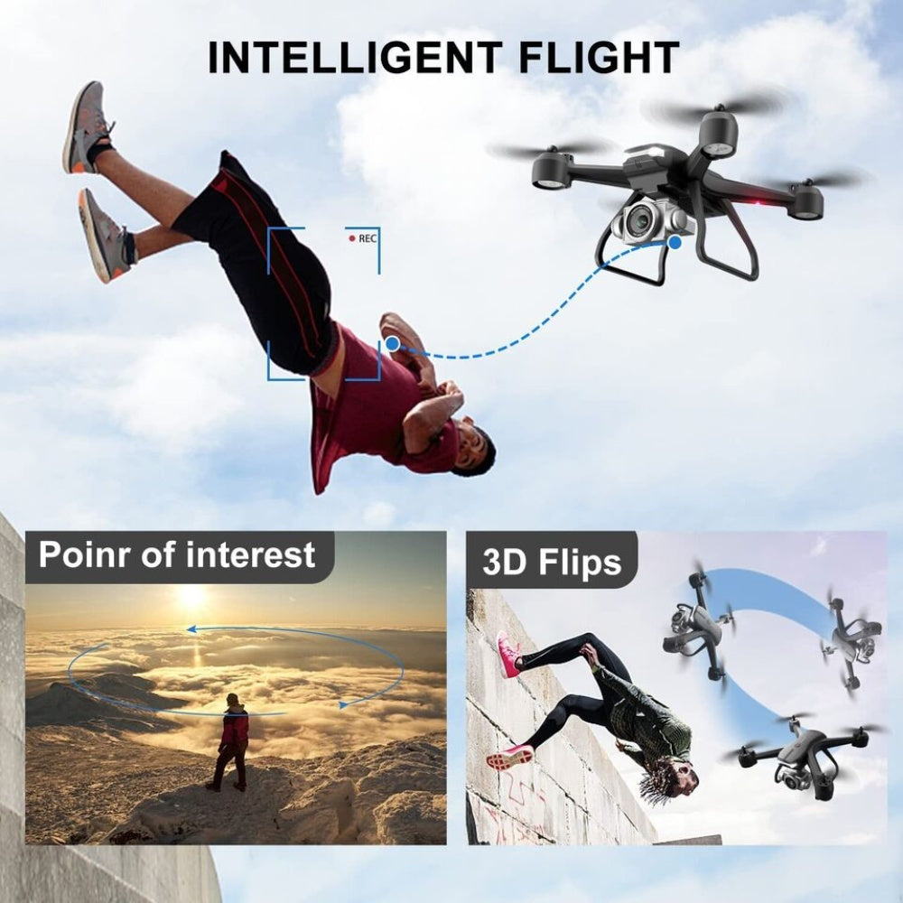 FPV RC Quadcopter Drone with HD Camera – WiFi App Control, Voice & Gesture Control, 30-Min Flight