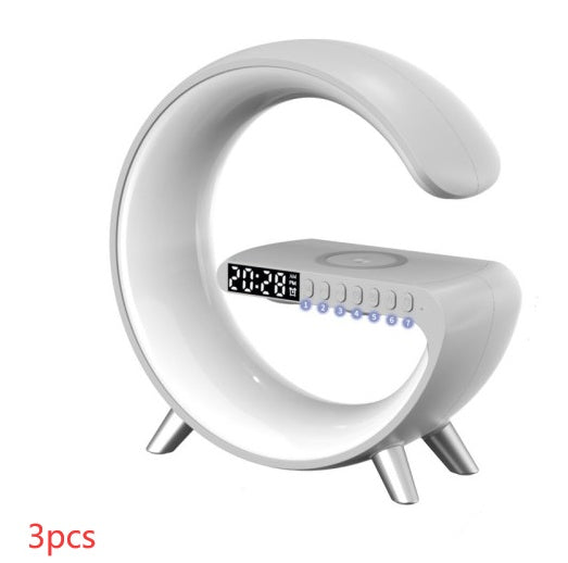 G-Shaped LED Lamp with 15W Wireless Charger & Bluetooth Speaker – Dimmable Mood Light, US Plug