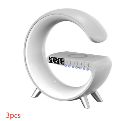 G-Shaped LED Lamp with 15W Wireless Charger & Bluetooth Speaker – Dimmable Mood Light, US Plug