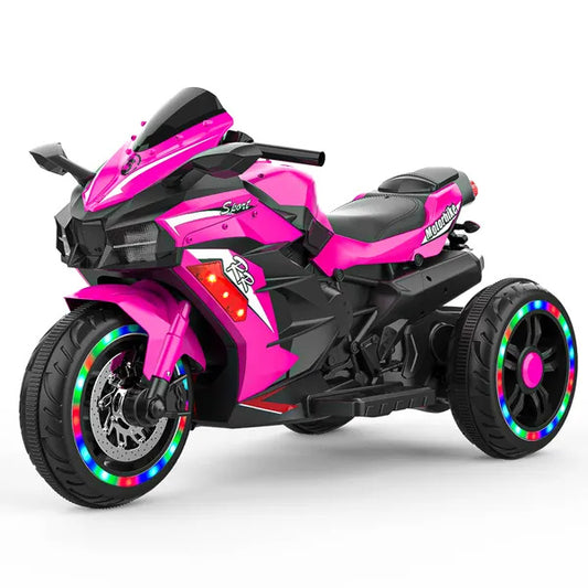 Kids Motorcycle For 3-6 Years 12V Electric Ride On With Light Wheel & Bluetooth