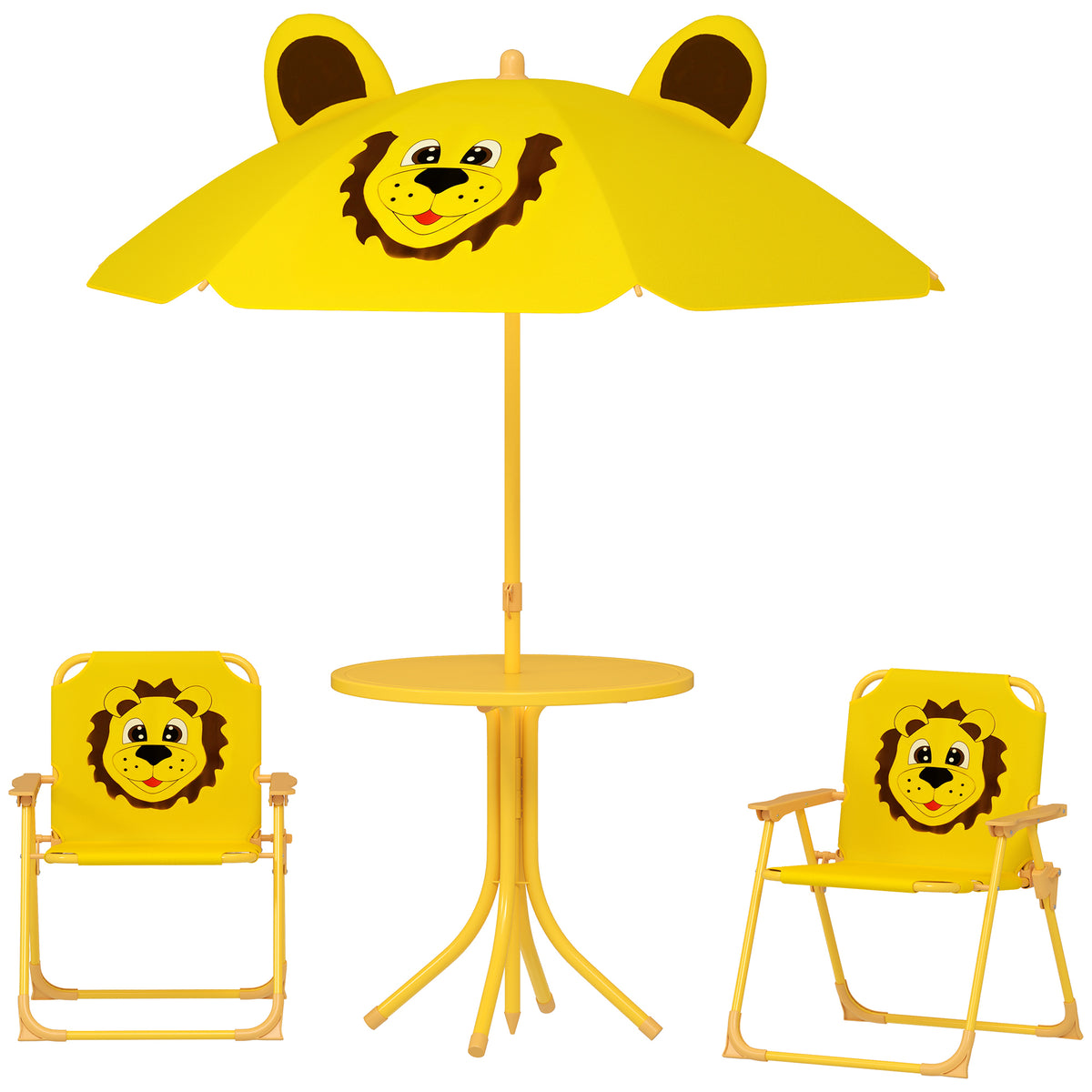 Kids Picnic Table And Chair Set With Foldable Chairs