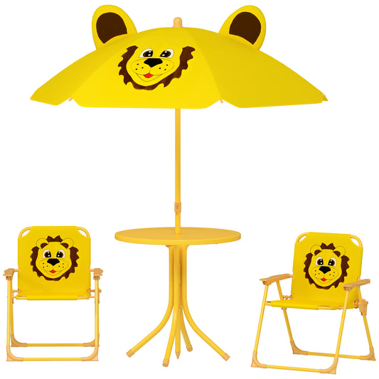 Kids Picnic Table And Chair Set With Foldable Chairs