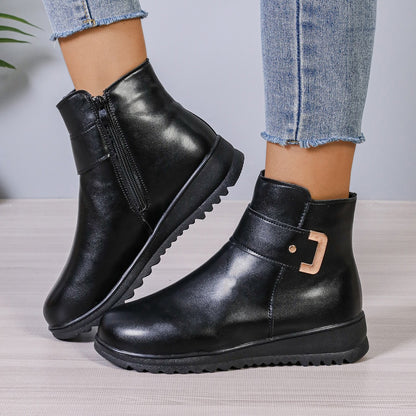 Women's Winter Fleece Boots With Side Zipper