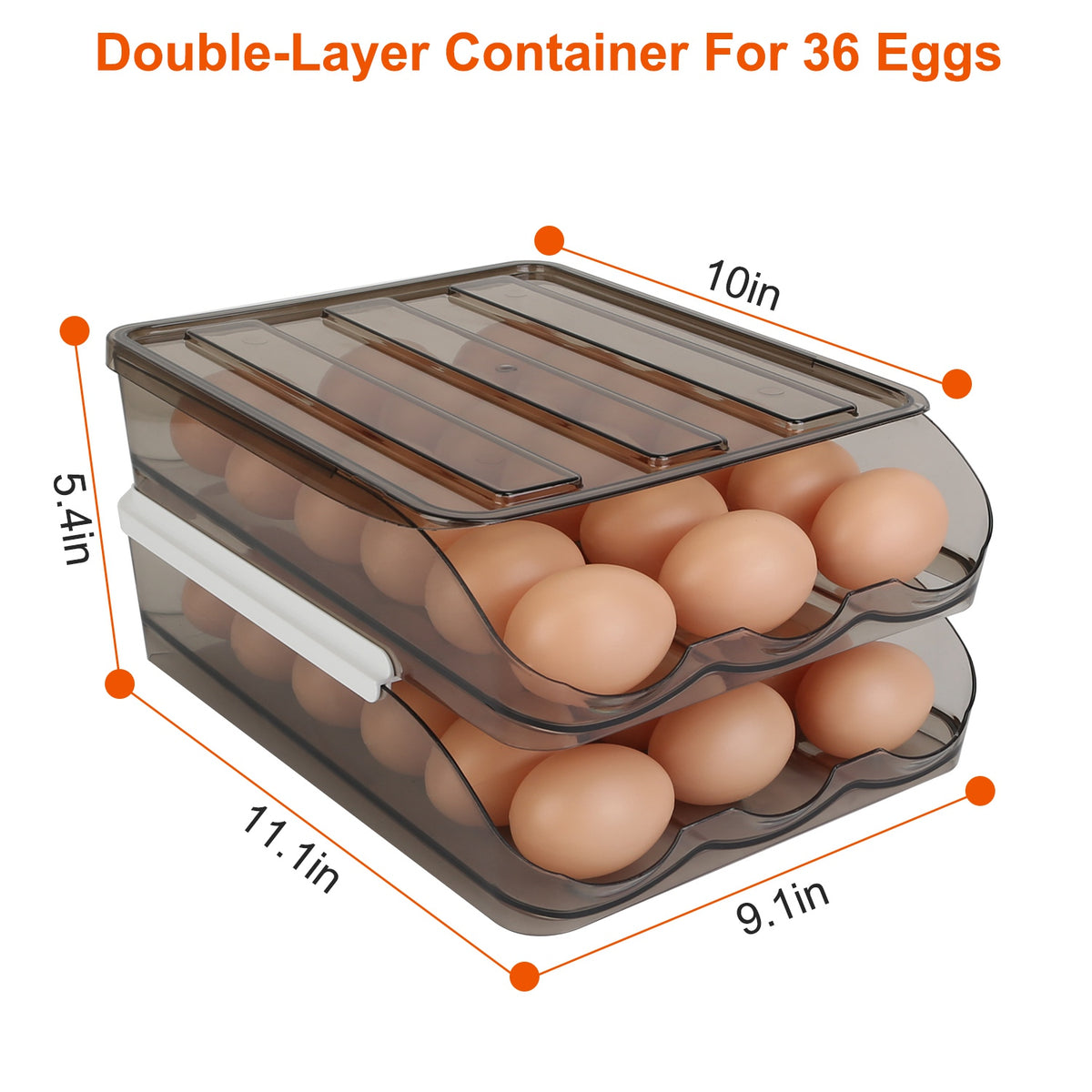 Auto-Rolling Egg Organizer Tray – Double-Layer 36-Egg Refrigerator Storage Box