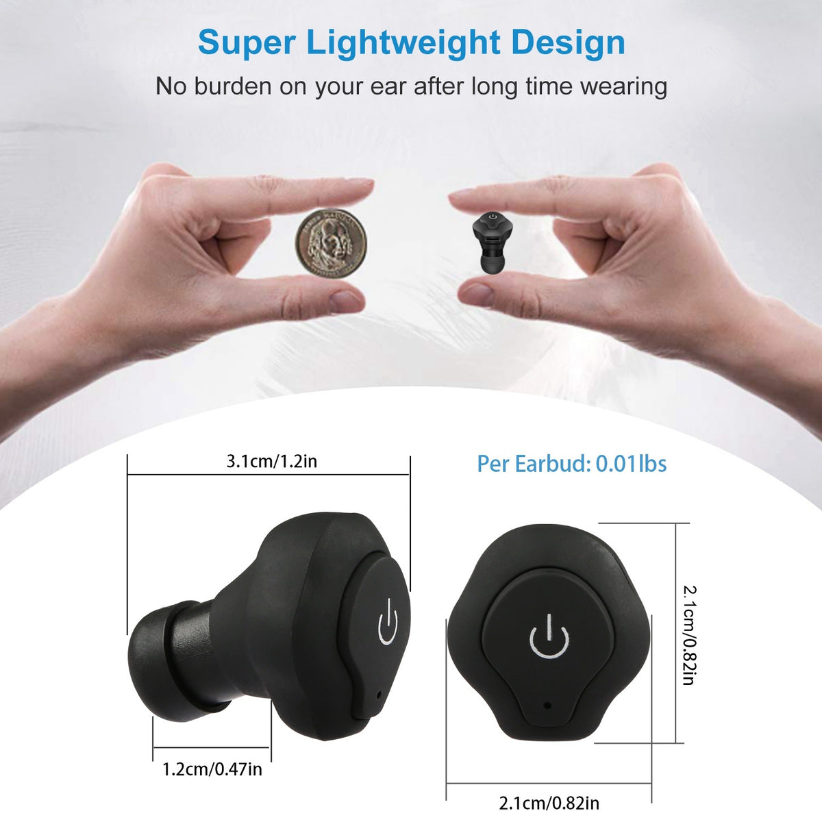 1 Pair True Wireless Earbuds CSR V4.2 In-ear Stereo Headsets IP44 Waterproof