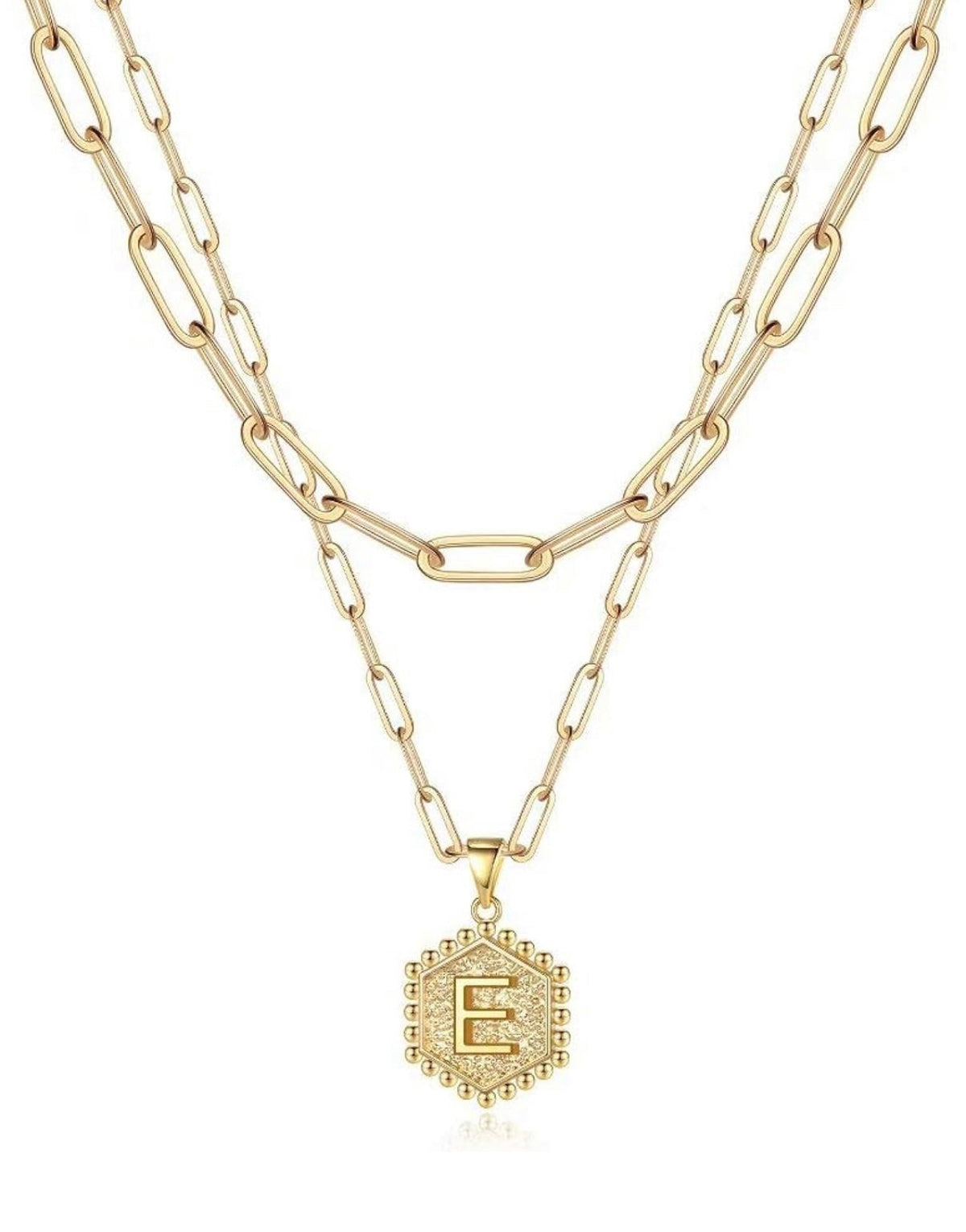 Gold Layered Initial Necklace – Elegant A–Z Letter Pendant