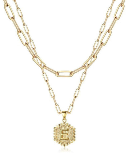 Gold Layered Initial Necklace – Elegant A–Z Letter Pendant