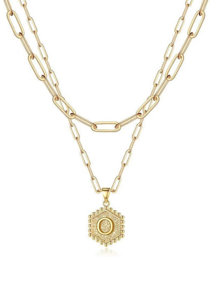 Gold Layered Initial Necklace – Elegant A–Z Letter Pendant