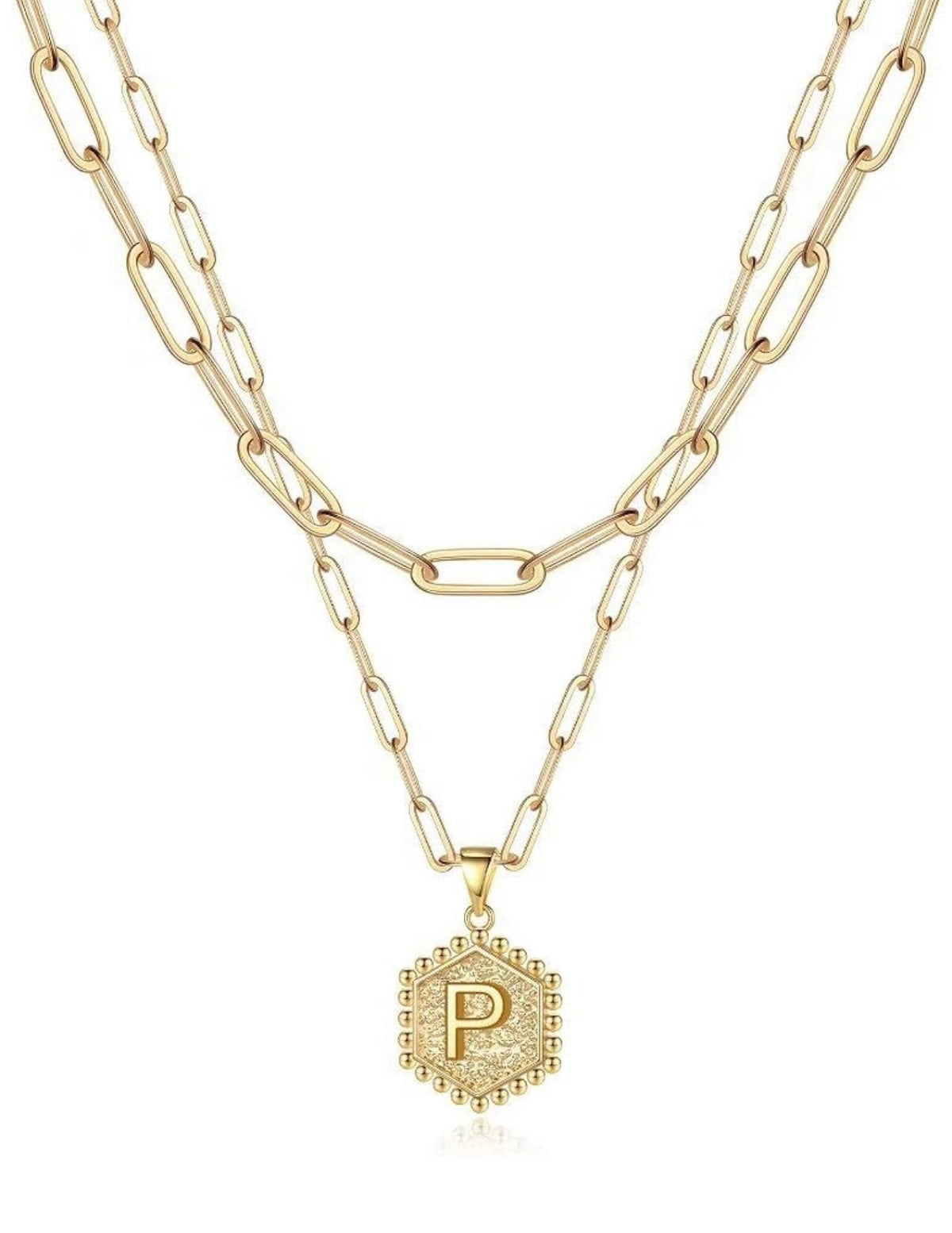 Gold Layered Initial Necklace – Elegant A–Z Letter Pendant