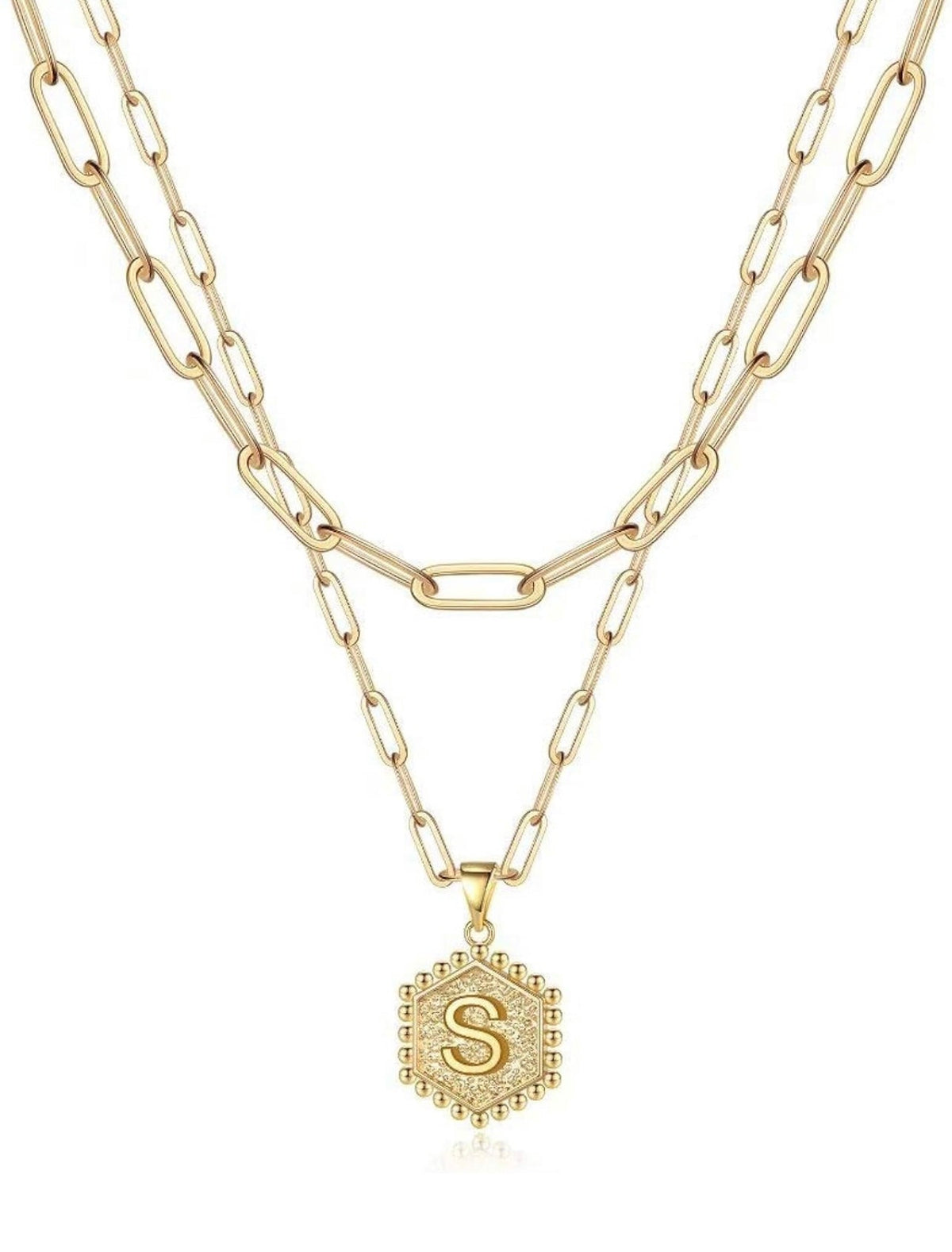 Gold Layered Initial Necklace – Elegant A–Z Letter Pendant