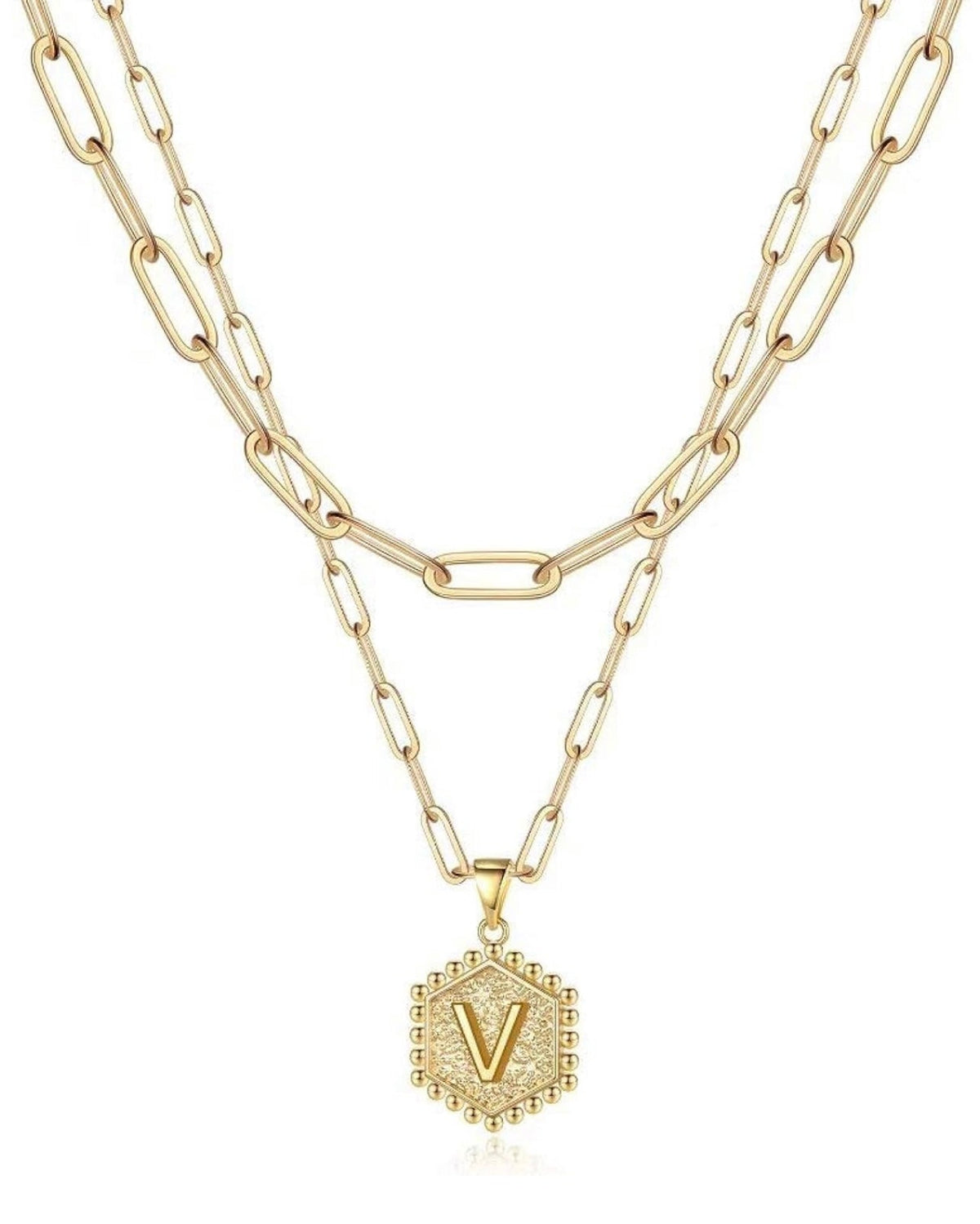 Gold Layered Initial Necklace – Elegant A–Z Letter Pendant