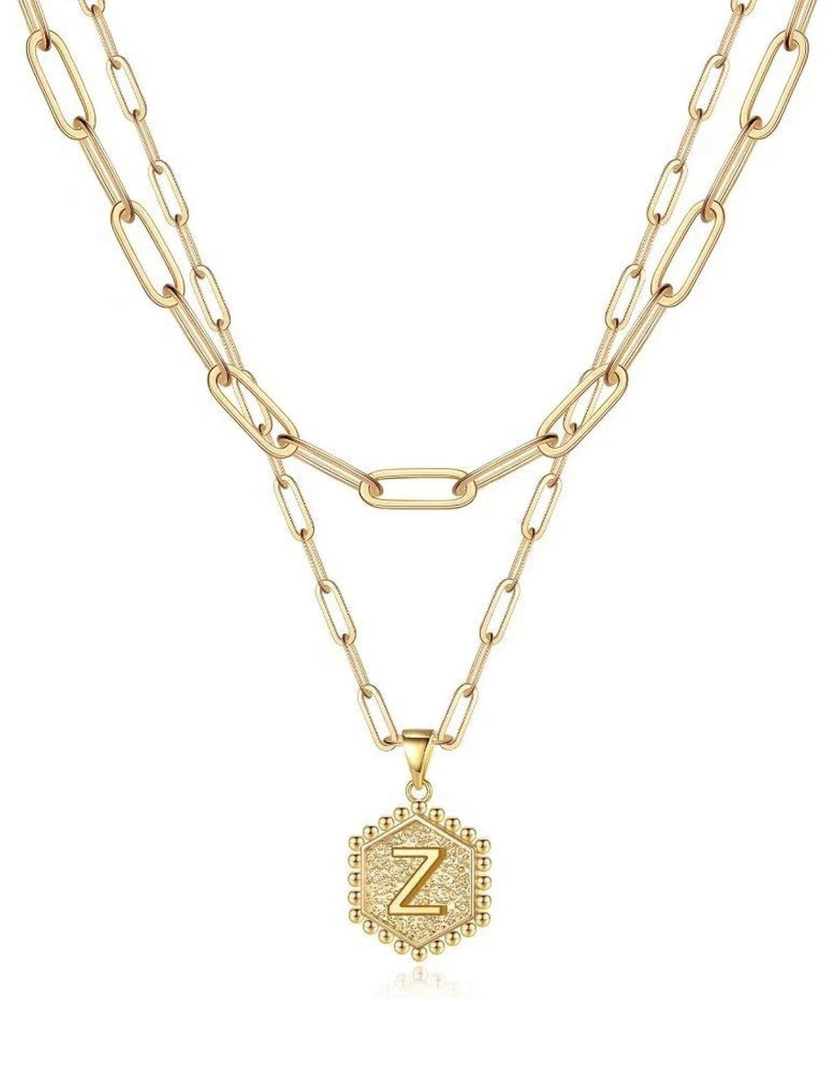 Gold Layered Initial Necklace – Elegant A–Z Letter Pendant