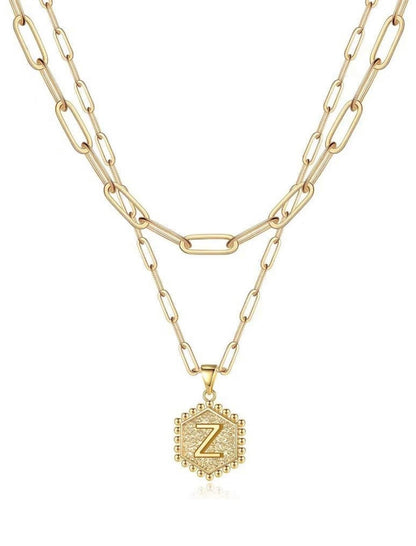 Gold Layered Initial Necklace – Elegant A–Z Letter Pendant