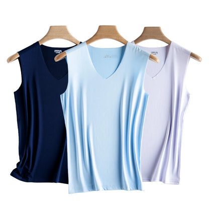 Mens Seamless Silk Tank Tops Vest Sleeveless Sport Undershirts, Cool, Gym