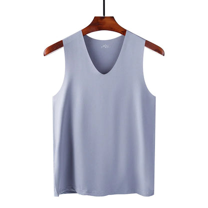 Mens Seamless Silk Tank Tops Vest Sleeveless Sport Undershirts, Cool, Gym