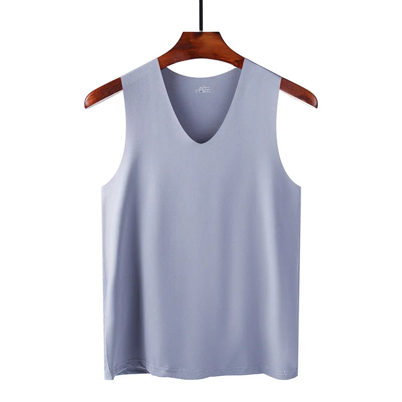 Mens Seamless Silk Tank Tops Vest Sleeveless Sport Undershirts, Cool, Gym