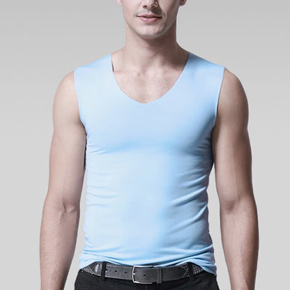 Mens Seamless Silk Tank Tops Vest Sleeveless Sport Undershirts, Cool, Gym