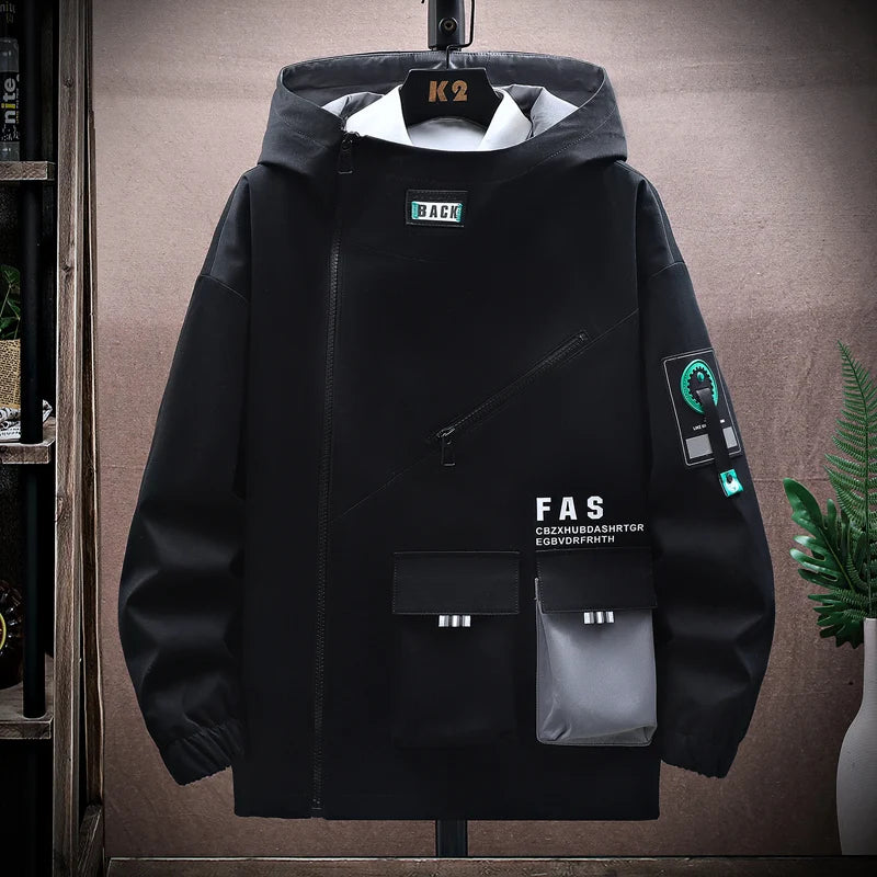 Men's Pilot Hooded Zipper Jacket Loose Pullover Front Pocket Velvet Coat