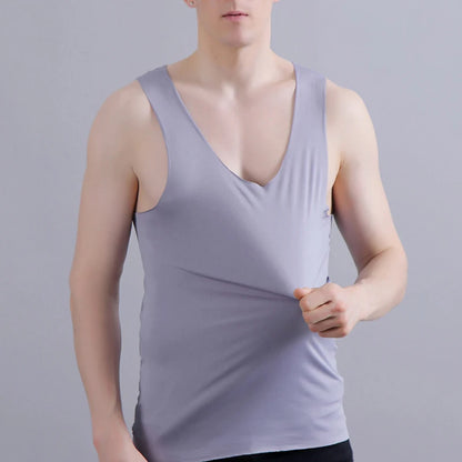 Mens Seamless Silk Tank Tops Vest Sleeveless Sport Undershirts, Cool, Gym