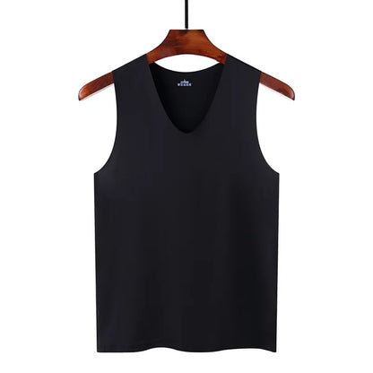 Mens Seamless Silk Tank Tops Vest Sleeveless Sport Undershirts, Cool, Gym