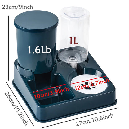 Automatic Cat Feeder Water Dispenser Set, 2 In 1 Tilted Automatic Pet Food And Water Feeder