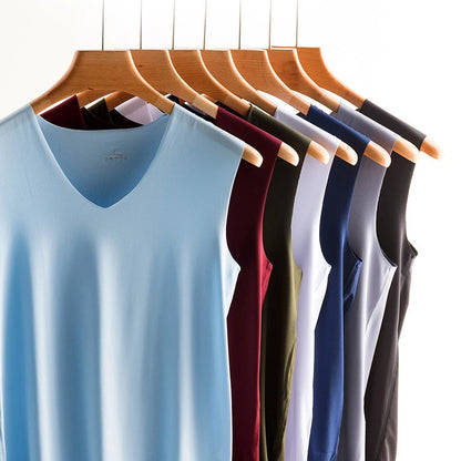 Mens Seamless Silk Tank Tops Vest Sleeveless Sport Undershirts, Cool, Gym